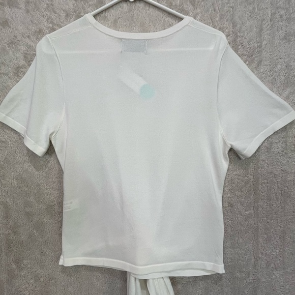 NWT Modern Citizen Jude White Wrap Knit S. Sleeve Top Sz XL Stretchy Front Tie - Picture 12 of 16